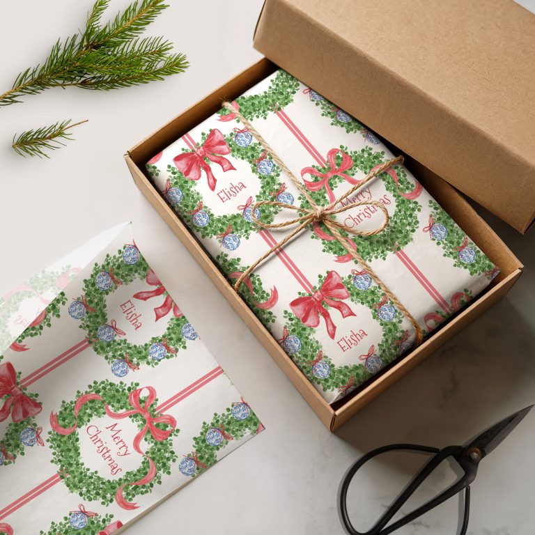 Personalised Christmas Wreath Wrapping Paper
