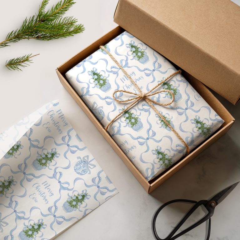 Personalised Blue Christmas Wrapping Paper