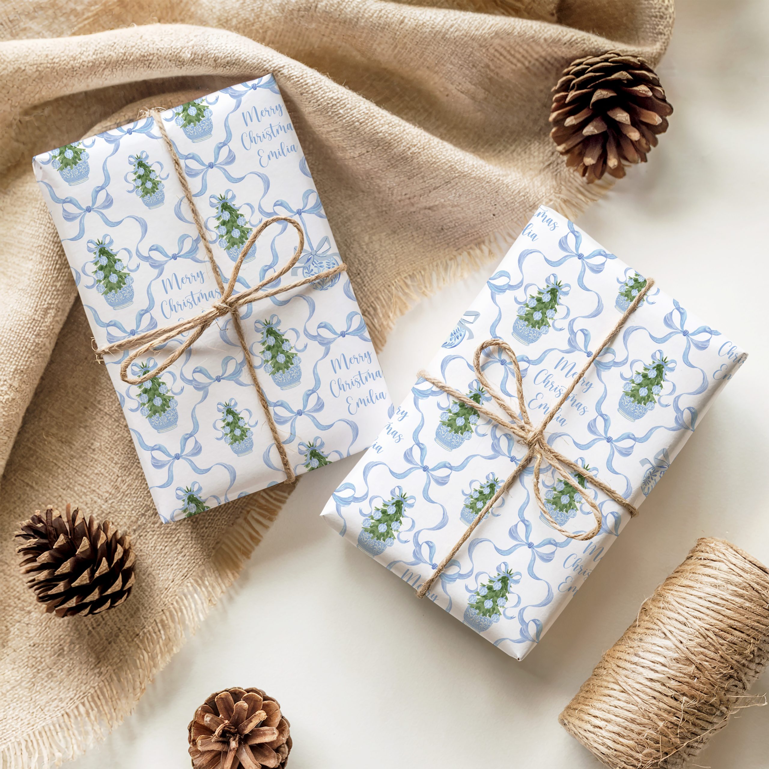 Personalised Blue Gift Wrapping Paper