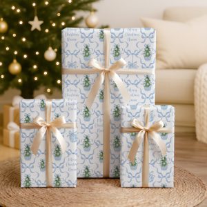 Personalised Blue Gift Wrapping Paper