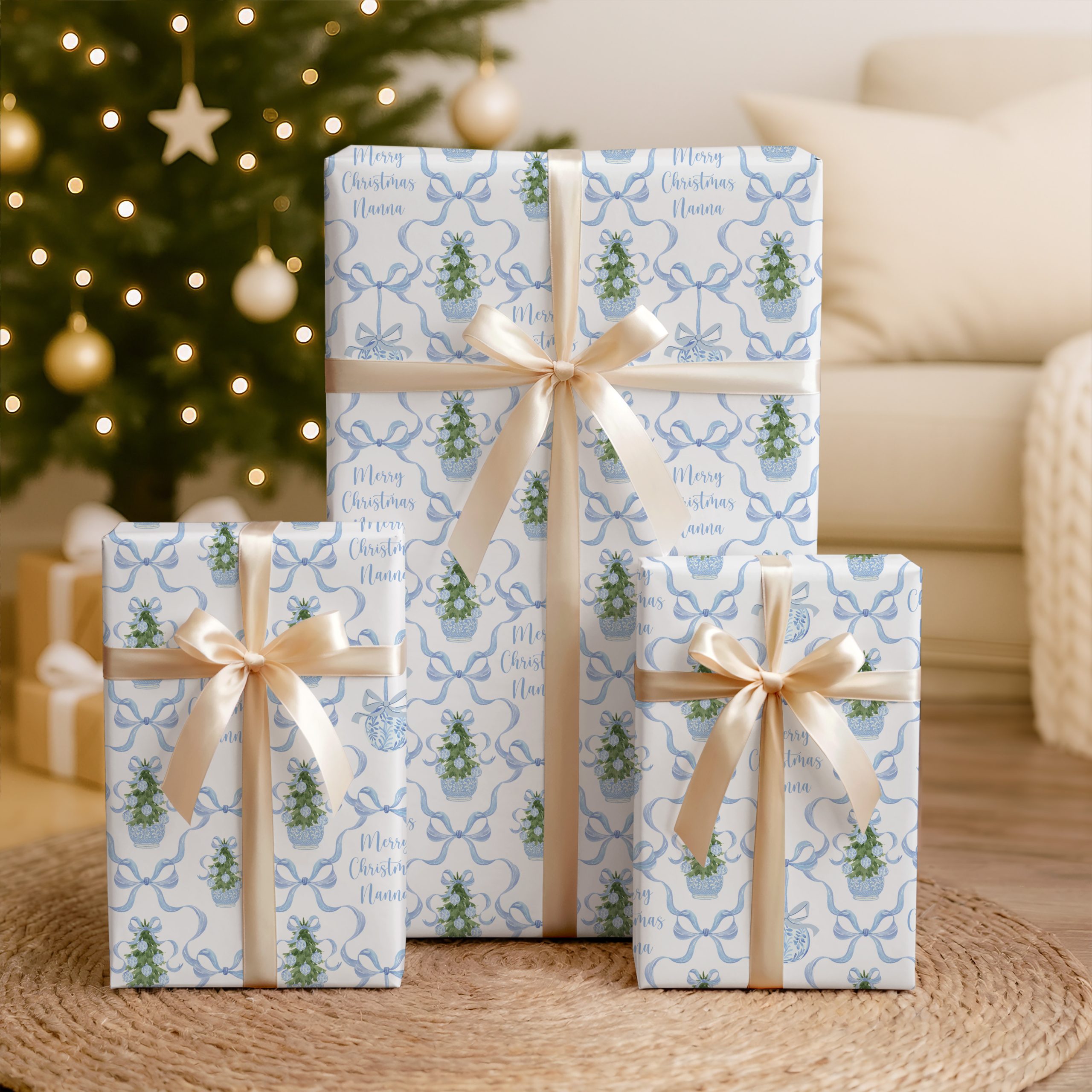 Personalised Blue Gift Wrapping Paper