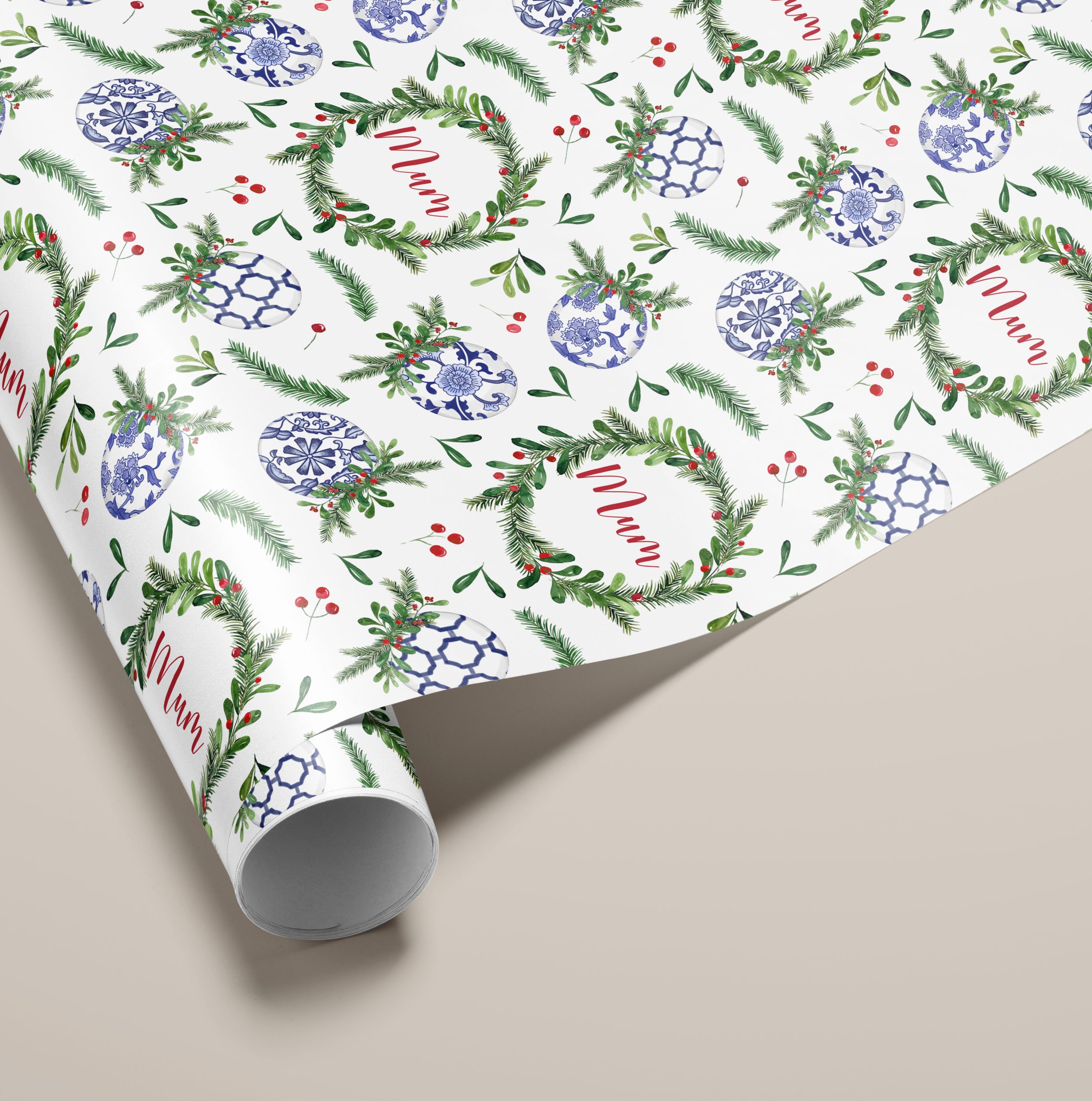Personalised Blue Christmas Wrapping Paper