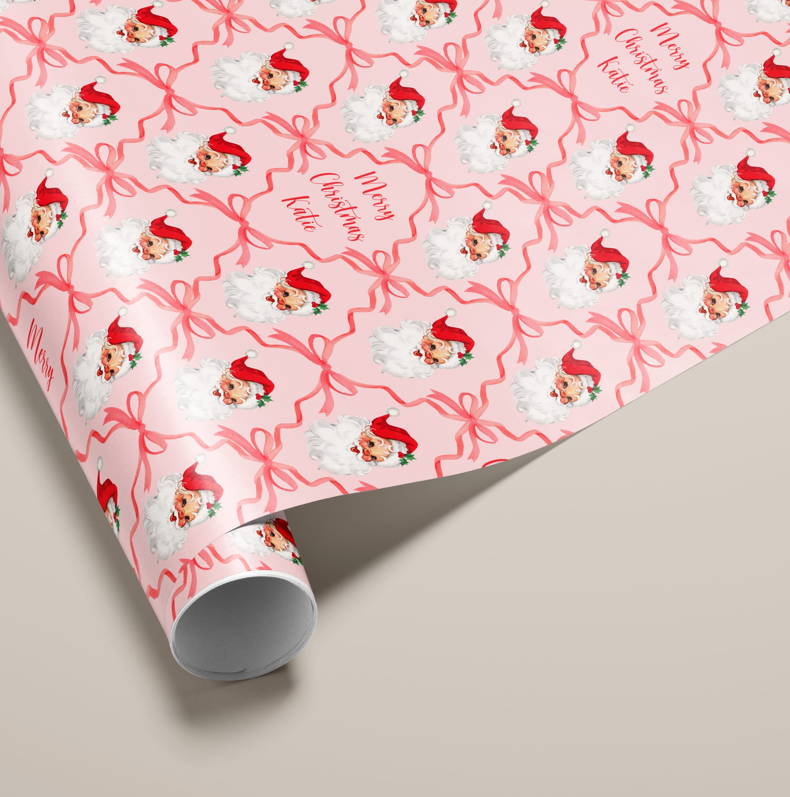 Personalised Red Santa Christmas Gift Wrapping Paper