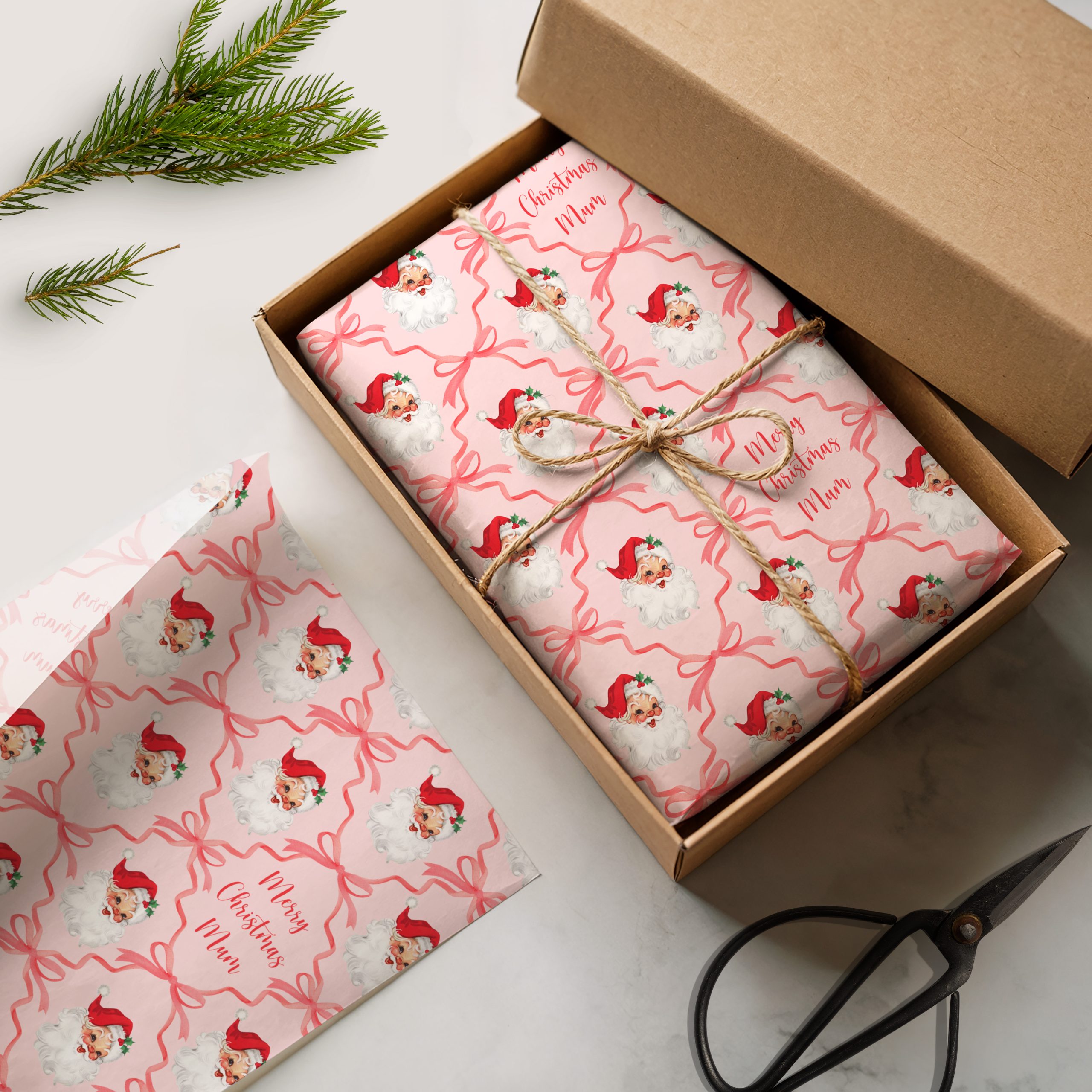 Personalised Red Santa Christmas Gift Wrapping Paper