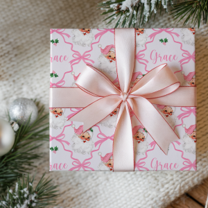 Personalised Pink Santa Christmas Wrapping Paper