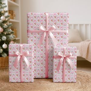 Personalised Pink Santa Christmas Wrapping Paper