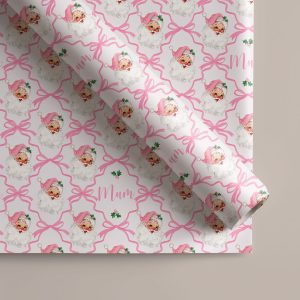 Personalised Pink Santa Christmas Wrapping Paper