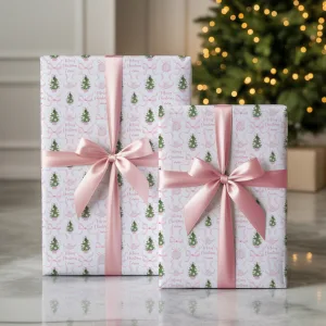 Personalised Pink Christmas Gift Wrapping Paper
