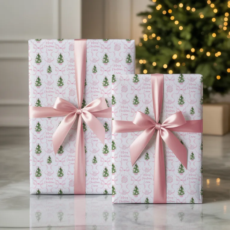 Personalised Pink Christmas Gift Wrapping Paper