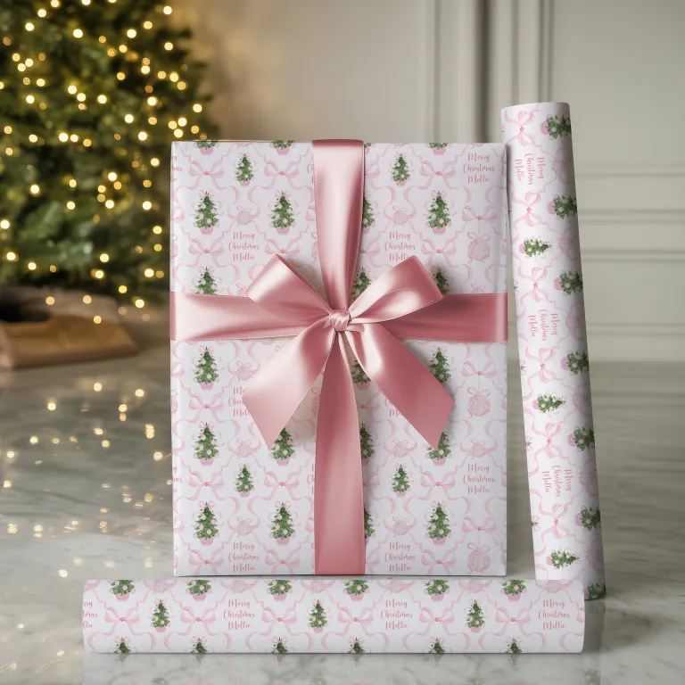 Personalised Pink Christmas Gift Wrapping Paper