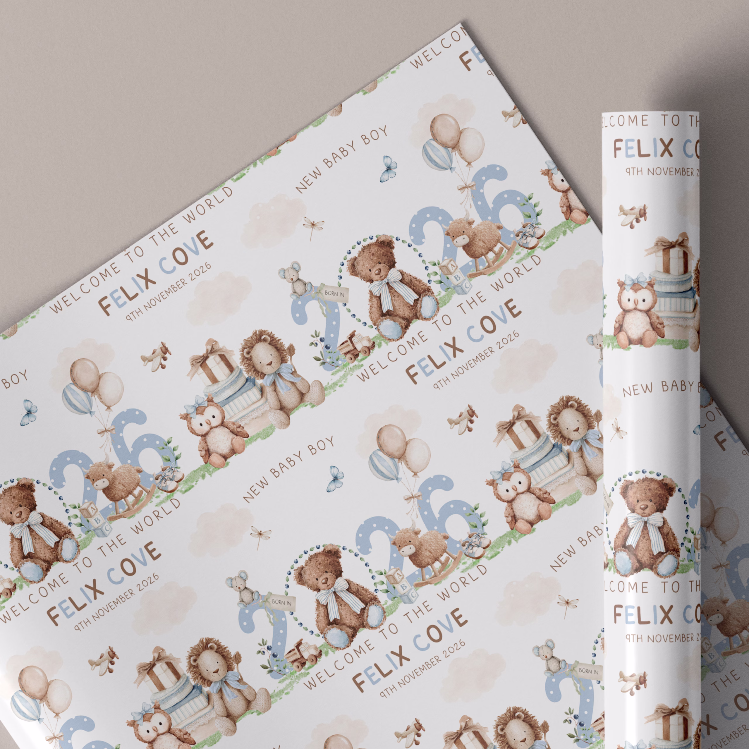New Baby Boy Gift Wrapping Paper