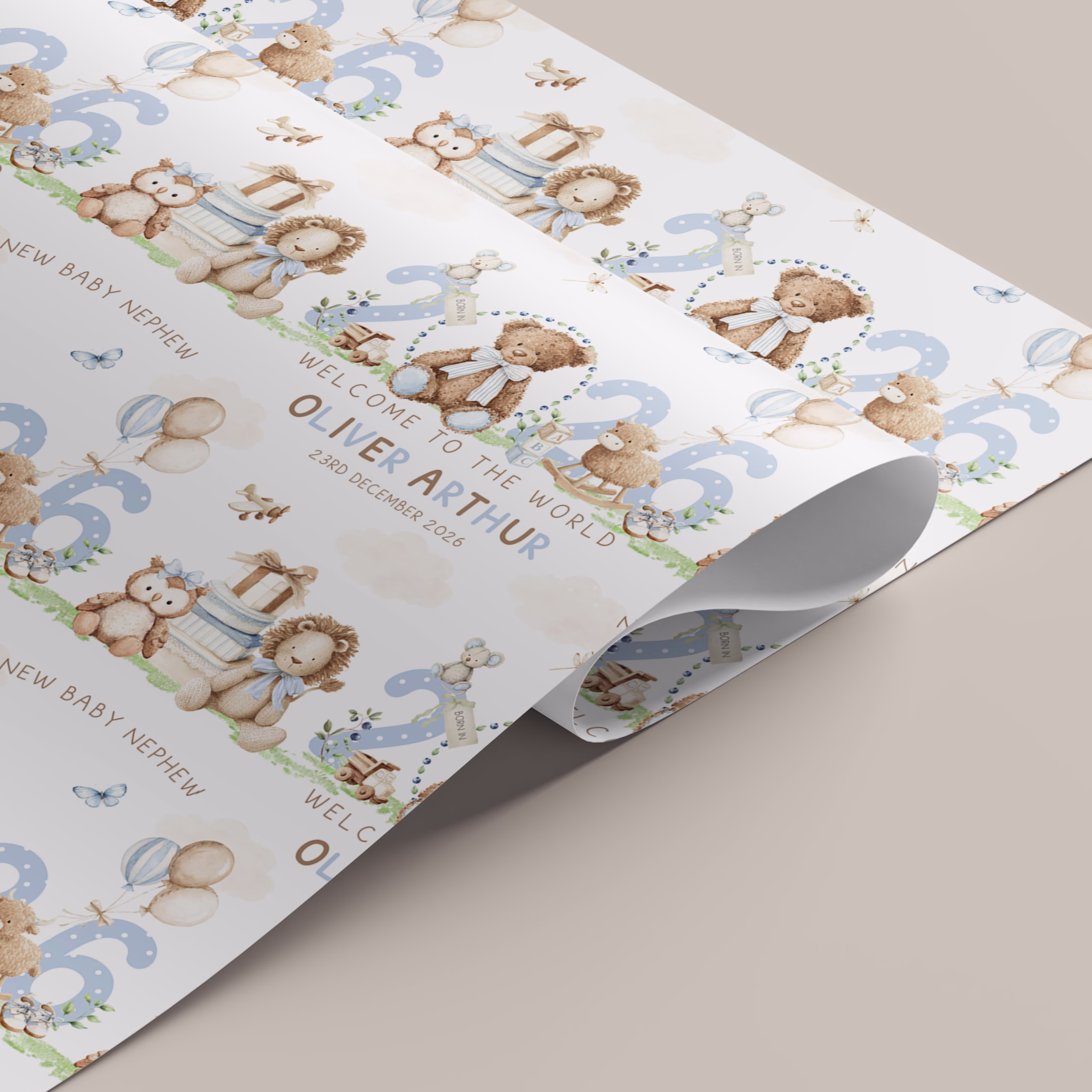 New Baby Boy Gift Wrapping Paper