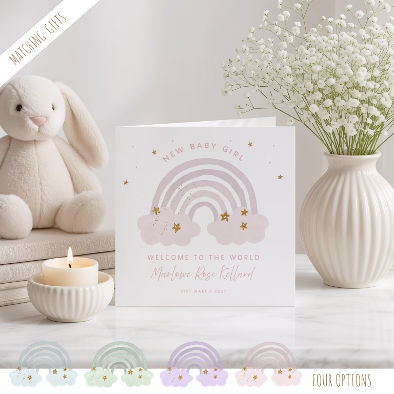 Handmade New Baby Card ‘Rainbow’
