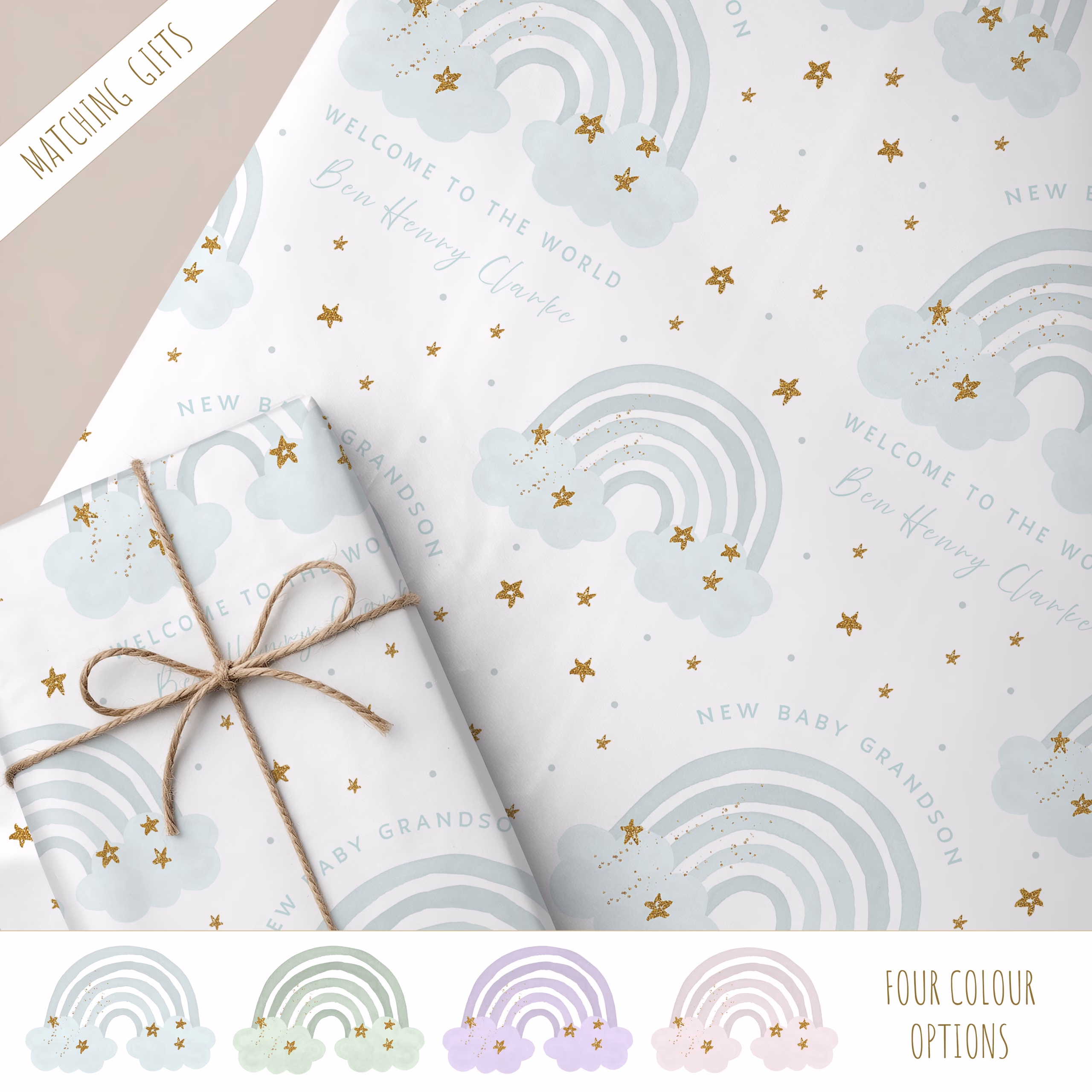 New Baby Rainbow Gift Wrap