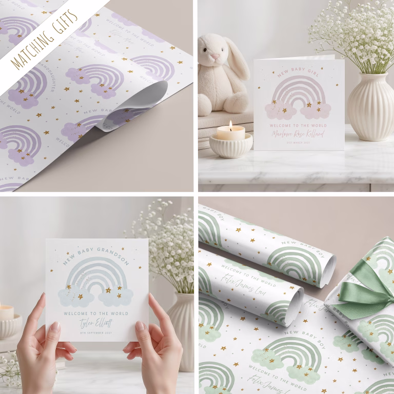 Handmade New Baby Card ‘Rainbow’