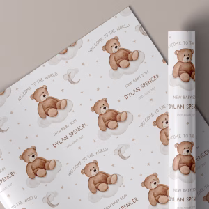 New Baby Teddy Bear Gift Wrap