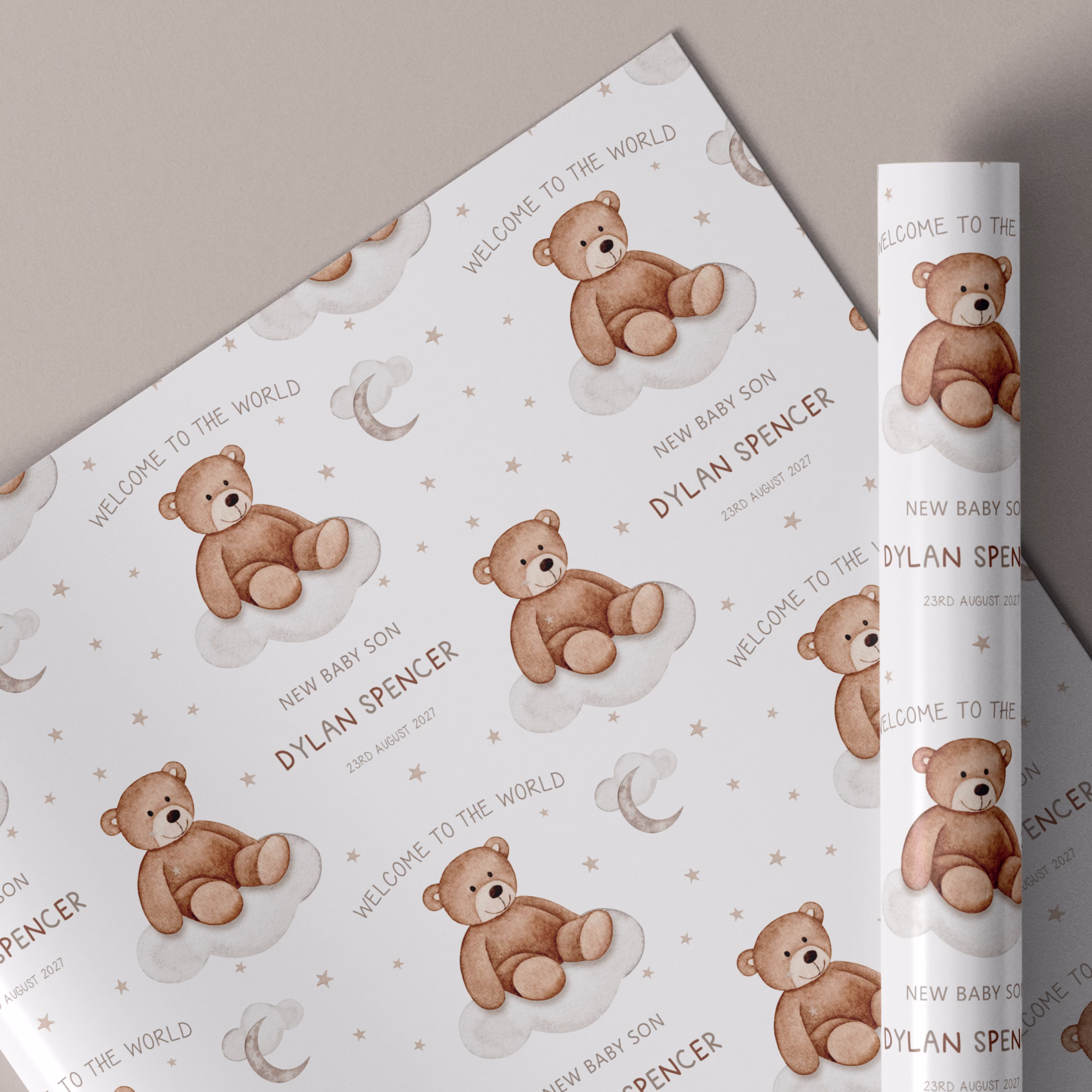 New Baby Teddy Bear Gift Wrap