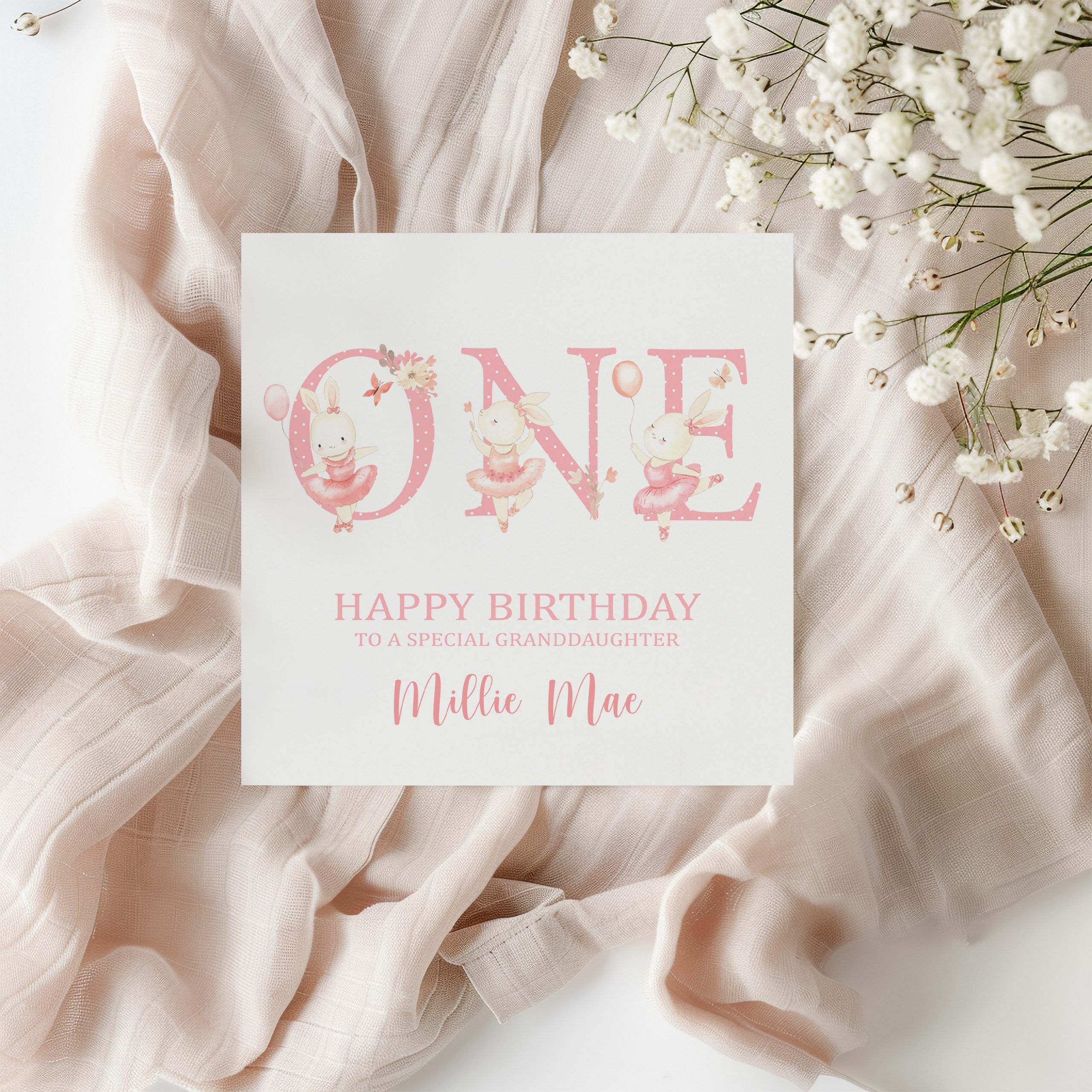Personalised Birthday Card Age One Ballelrina