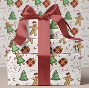 Personalised Christmas Gingerbread Gift Wrapping Paper