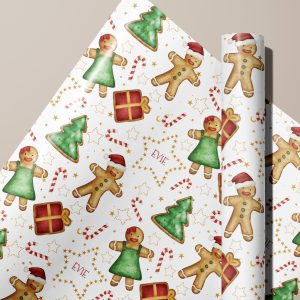 Personalised Christmas Gingerbread Gift Wrapping Paper