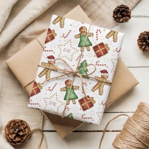 Personalised Christmas Gingerbread Gift Wrapping Paper