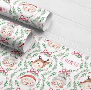 Personalised Christmas Wrapping Paper Mr & Mrs Claus