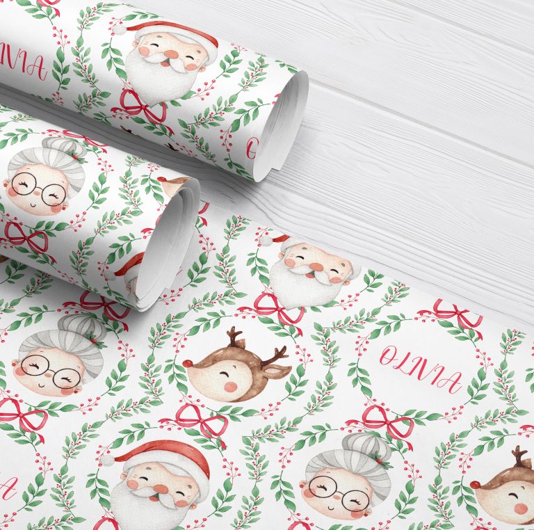 Personalised Christmas Wrapping Paper ‘Mr & Mrs Claus’