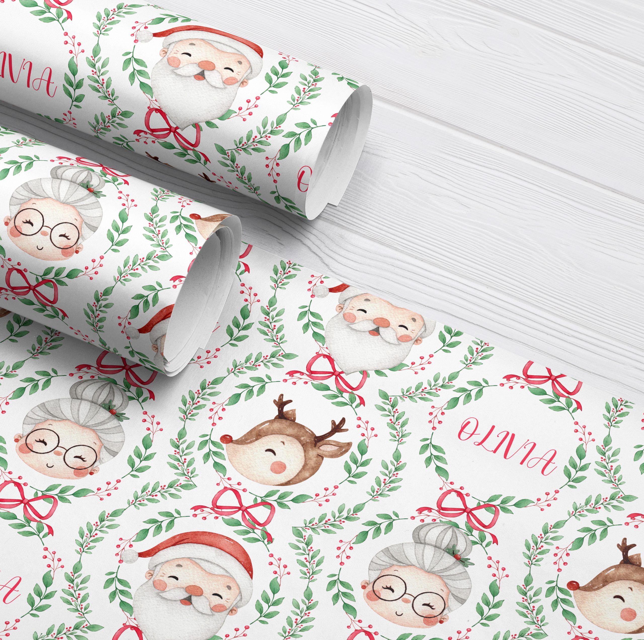 Personalised Christmas Wrapping Paper Mr & Mrs Claus