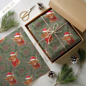Personalised Highland Cow Gift Wrapping Paper