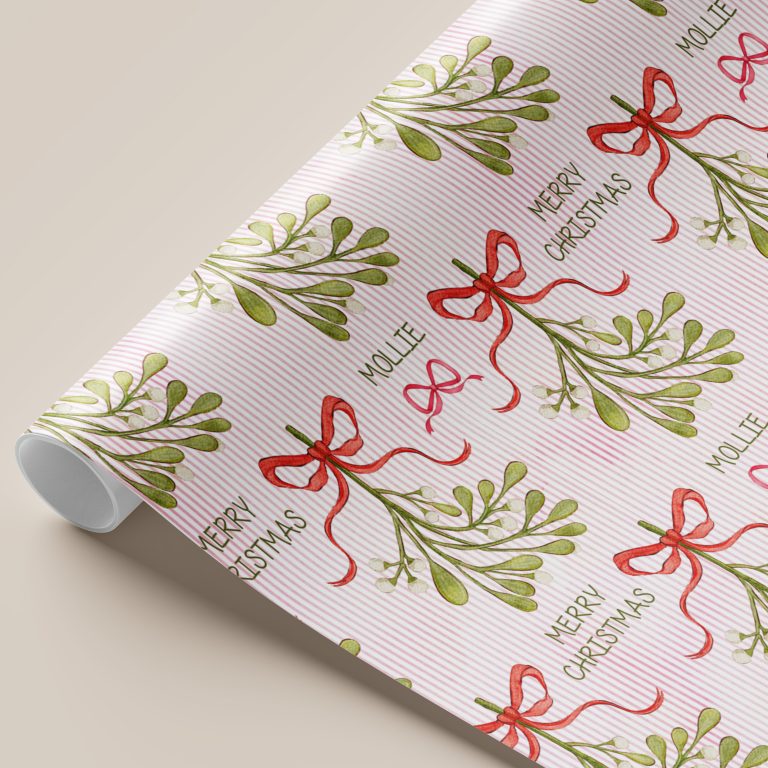Personalised Christmas Mistletoe Gift Wrapping Paper