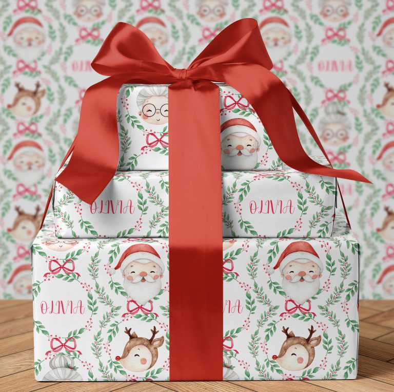 Personalised Christmas Wrapping Paper ‘Mr & Mrs Claus’