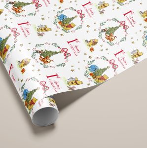 Personalised Winnie The Pooh 1st Christmas Wrapping Paper