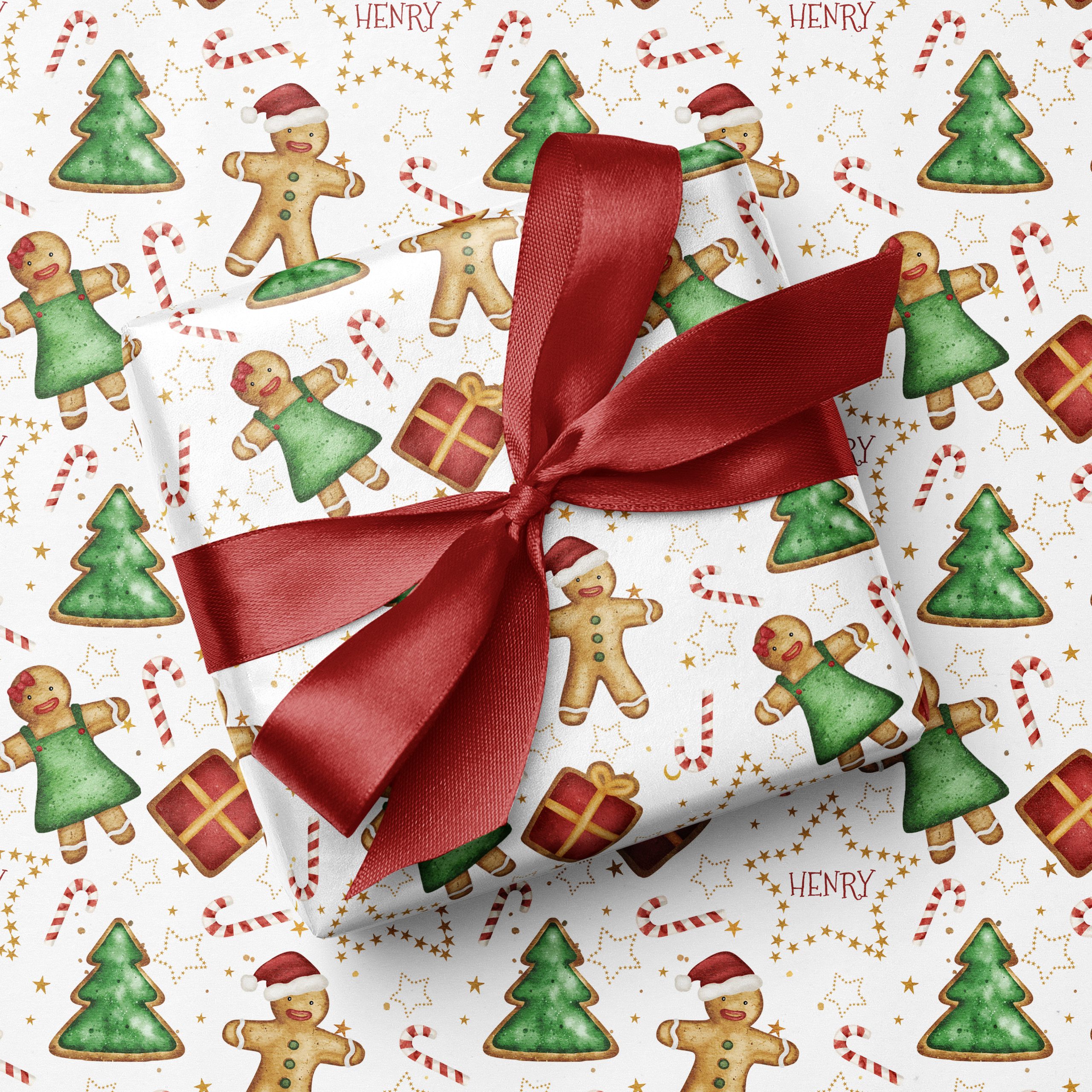 Personalised Wrapping Paper Gingerbread Family