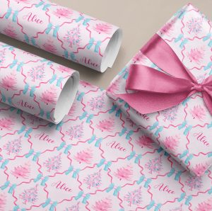 Personalised Pink Christmas Gift Wrapping Paper