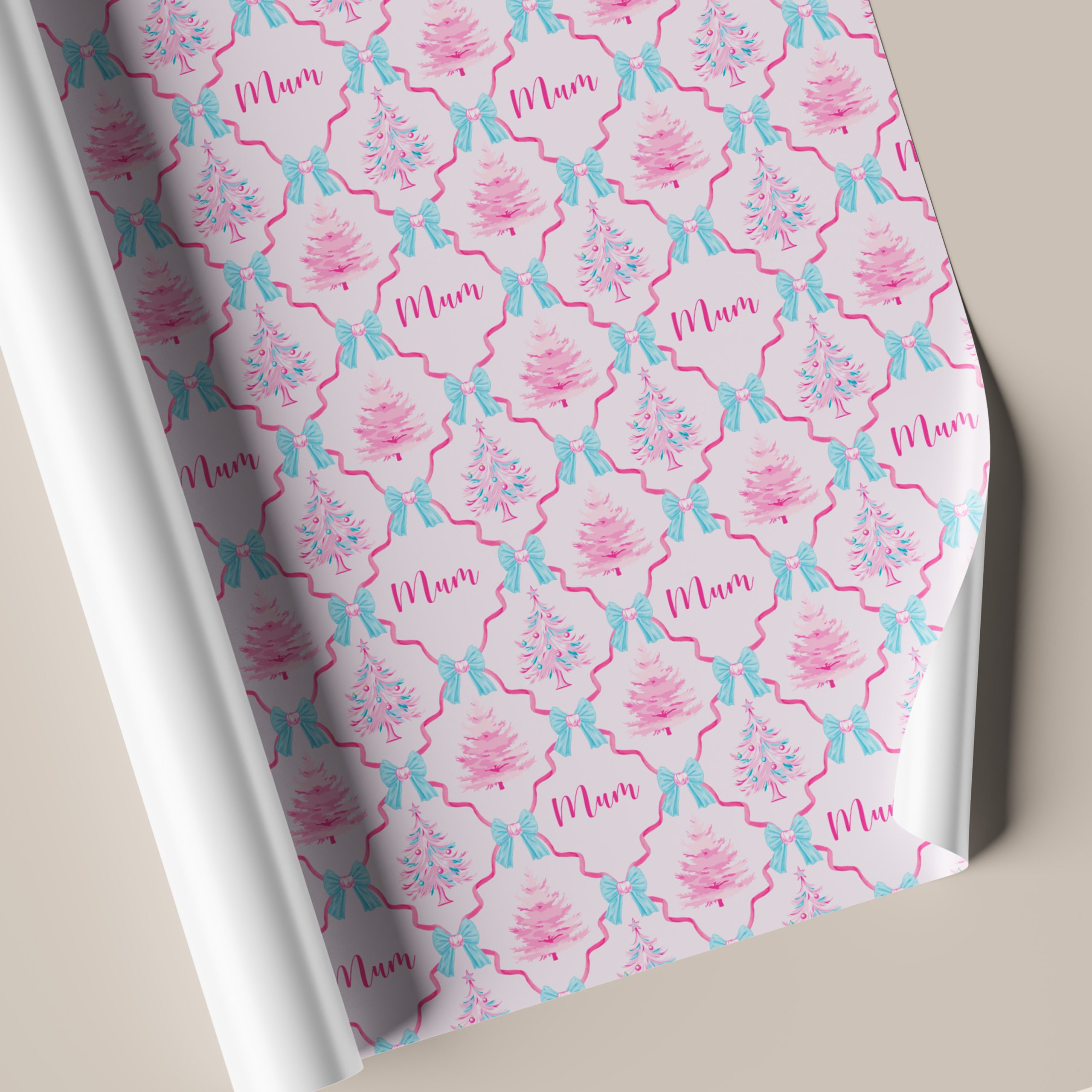 Personalised Pink Christmas Gift Wrapping Paper