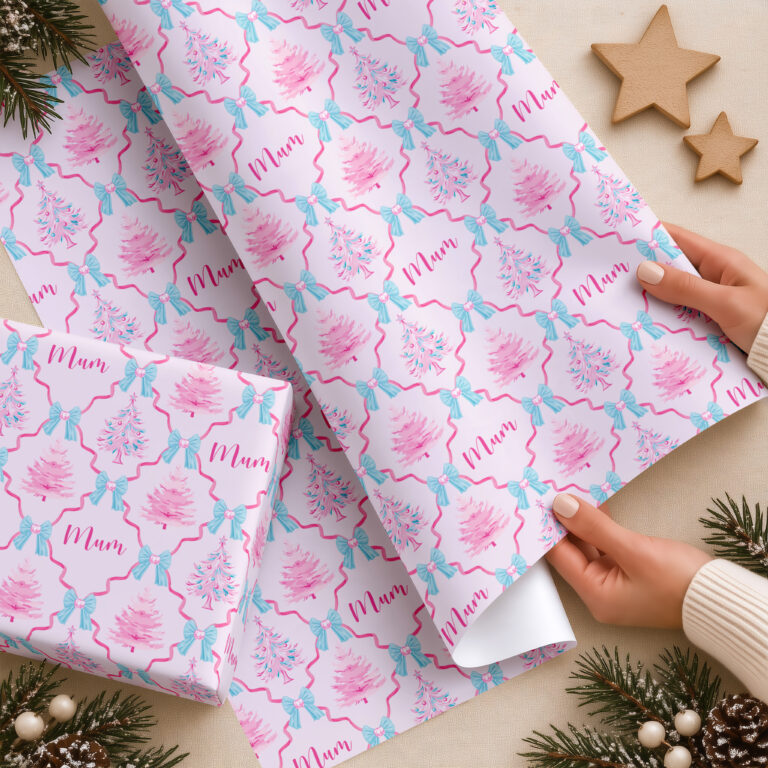 Personalised Pink Christmas Wrapping Paper