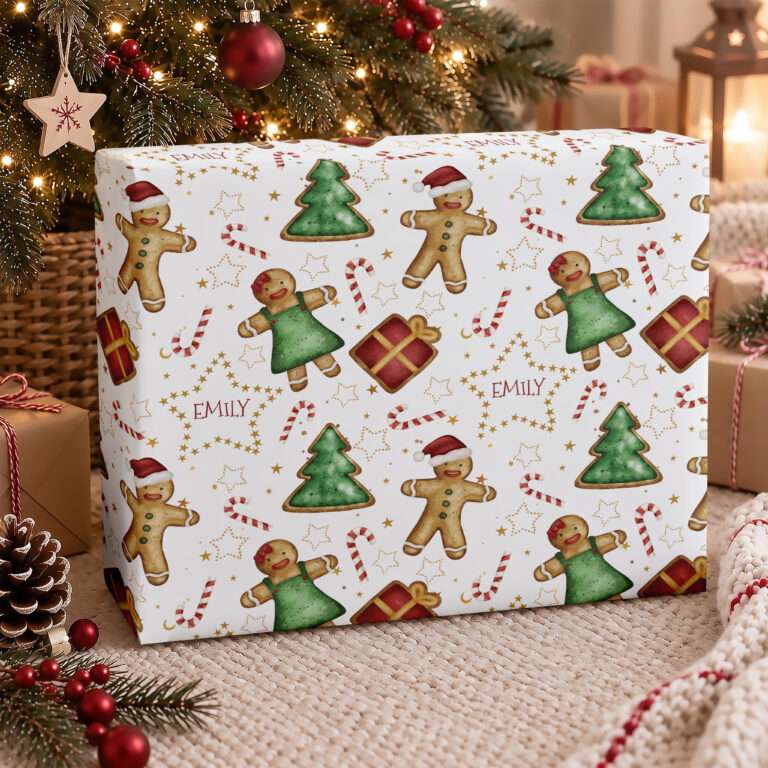 Personalised Gingerbread Christmas Wrapping Paper