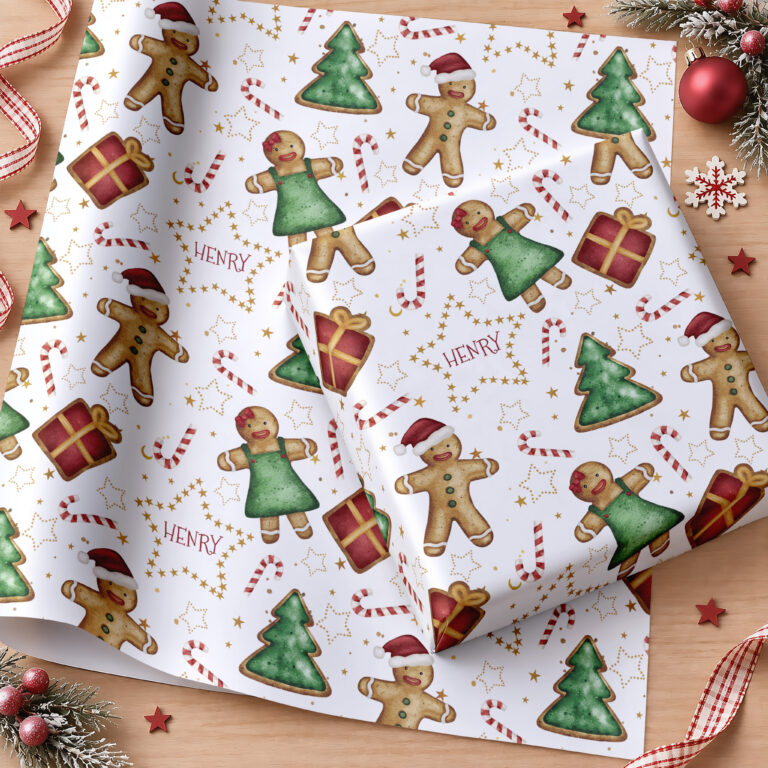 Personalised Gingerbread Christmas Wrapping Paper