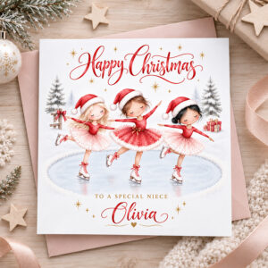Personalised Granddaughter Christmas Skating Card