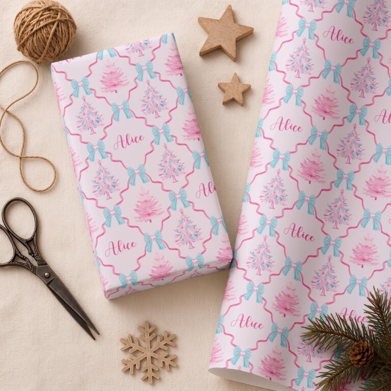 Personalised Pink Christmas Wrapping Paper