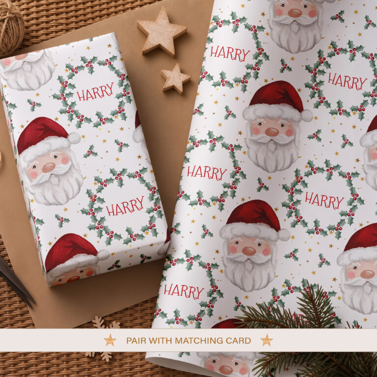 Personalised Santa Christmas Wrapping Paper for Kids