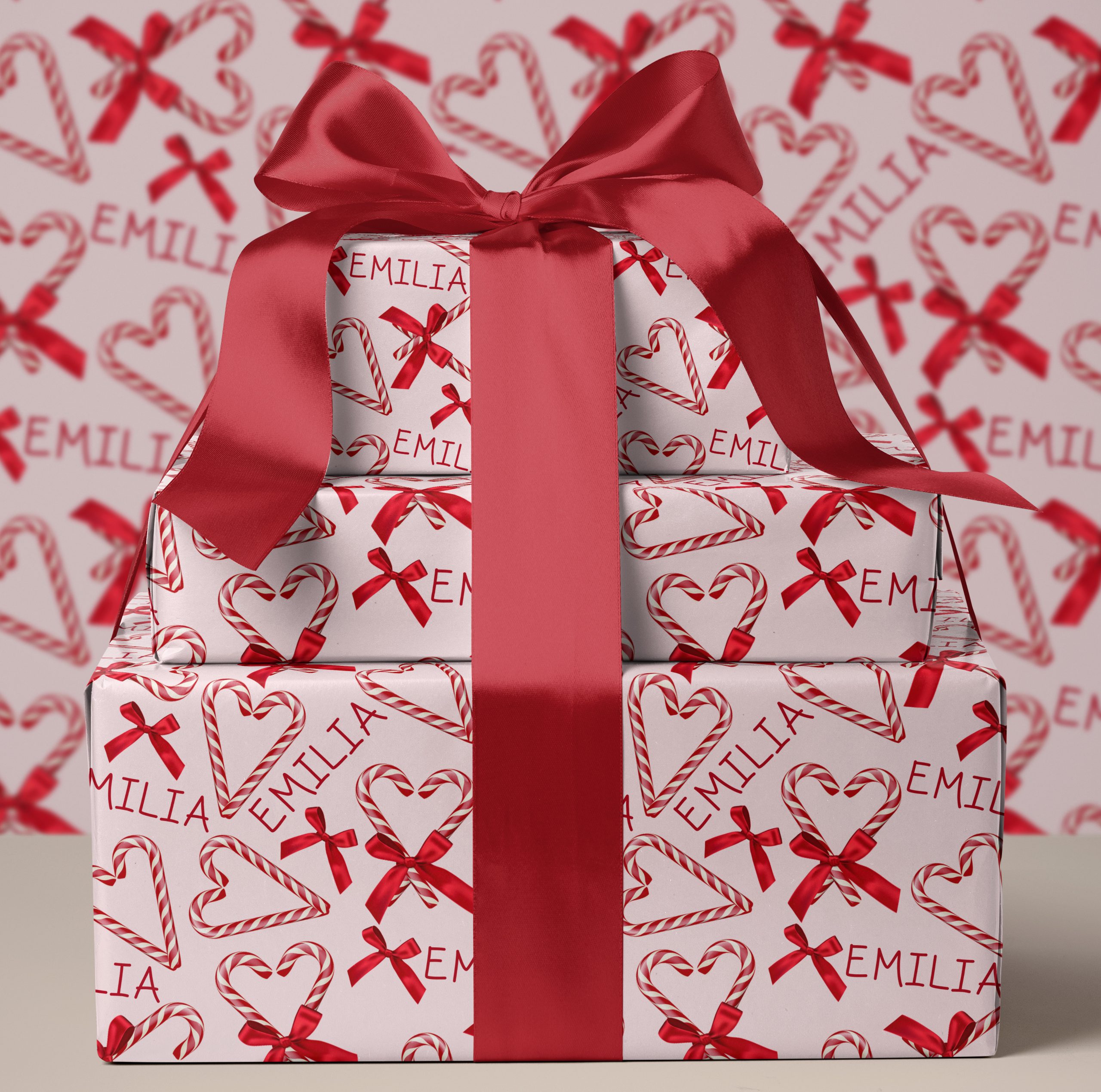 Personalised Candy Cane Christmas Gift Wrap