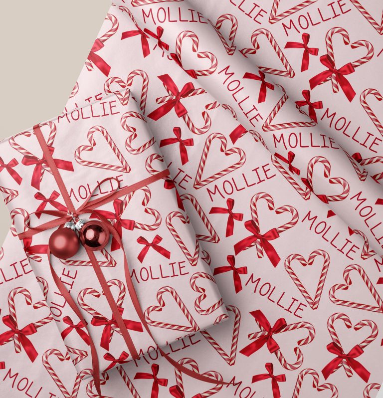 Personalised Candy Cane Christmas Wrapping Paper