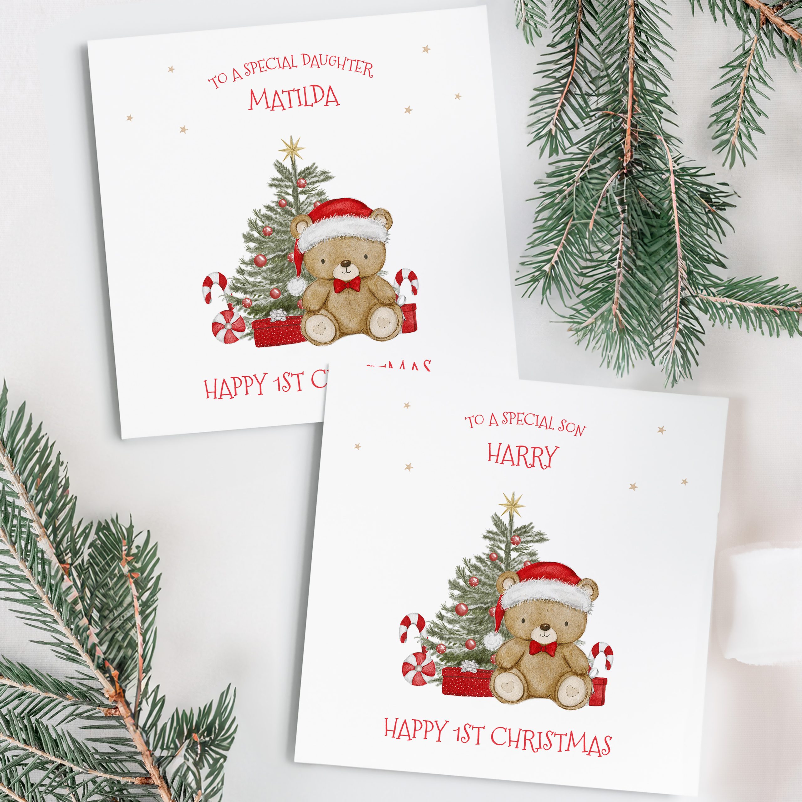 personalised baby's first christmas card