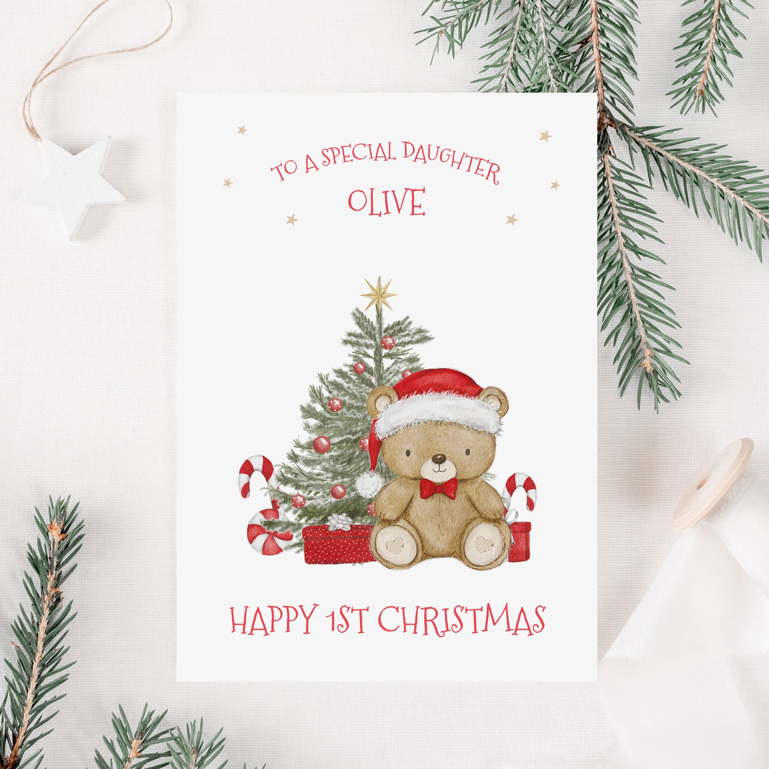 personalised baby's first christmas card