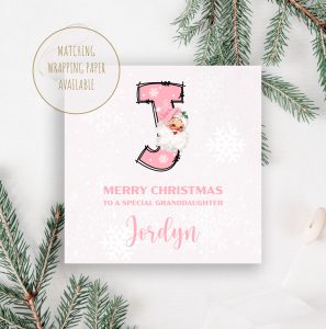 Christmas Pink Santa Alphabet Initial Card