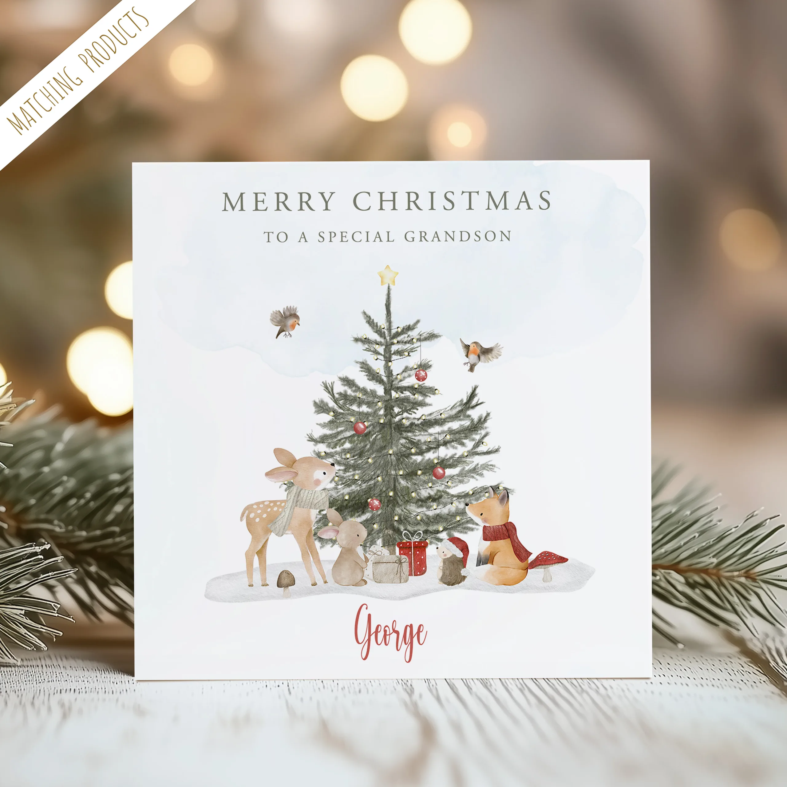 Personalised Christmas Woodland Card