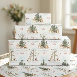 Personalised Christmas Woodland Wrapping Paper
