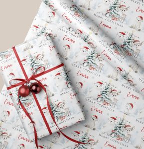 Personalised Polar Bear Christmas Gift Wrapping Paper