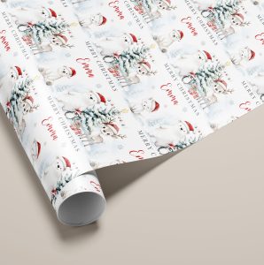 Personalised Polar Bear Christmas Gift Wrapping Paper
